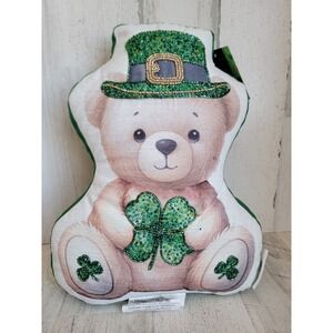 Lucky lane leprechaun teddy bear pillow clover St Patrick's Day home decor